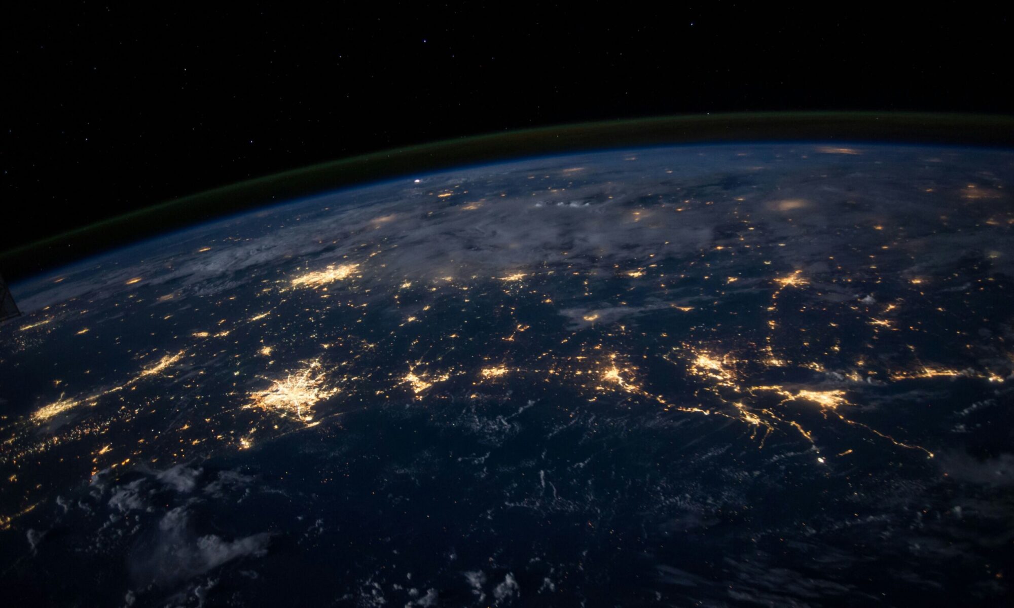 A view of Earth from space showing light pollution